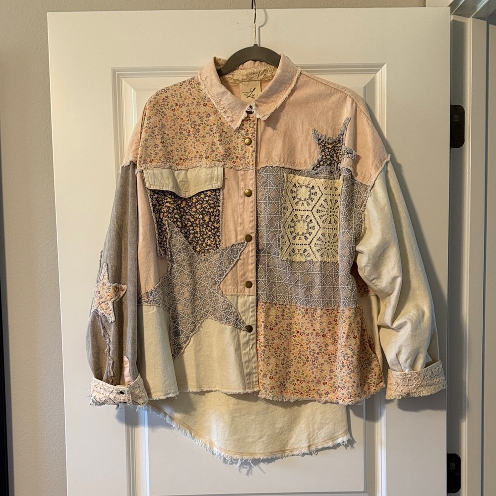 Vintage-Inspired Patchwork Jean Jacket - image 1